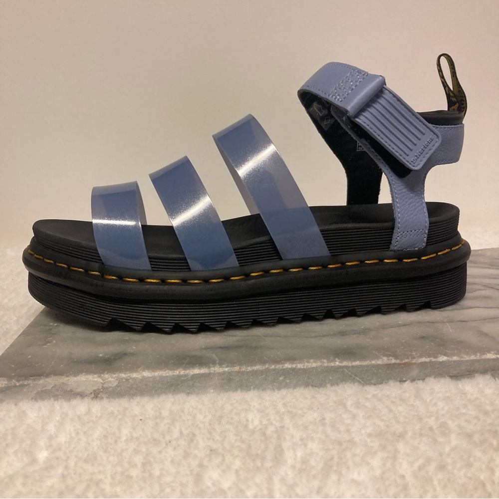 SOLD Dr.Martens Blaire Jelly Glitter Leather Strap Sandals Chunky Sole Blue - Picture 11 of 14